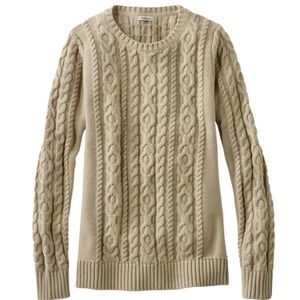 LL Bean Stone Cable Crewneck Sweater Size Small